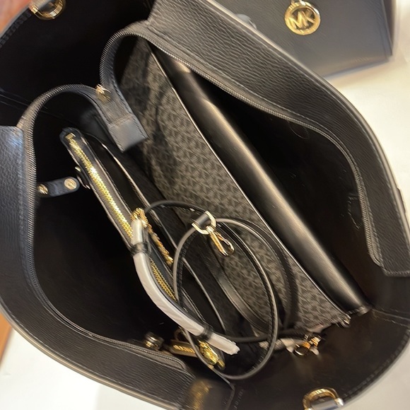 MICHAEL Maisie Large Pebbled Leather 3-in-1 Tote Bag BLACK / BLACK MULTI COLOR - Picture 13 of 16